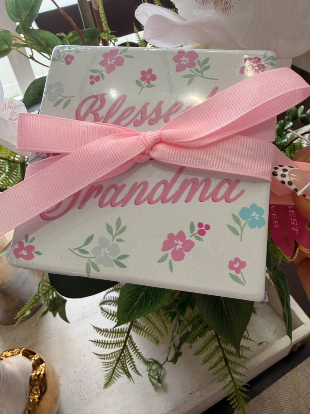 Grandma Floral Pink Mug with ceramic coaster -20oz - Picture 6 of 6